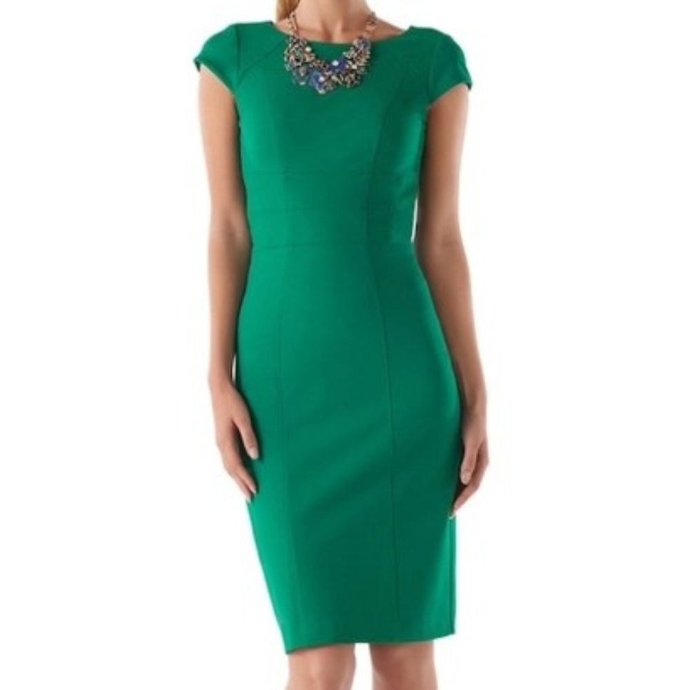 Green Cap Sleeve Sheath Dress